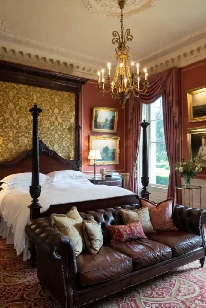 Royal Crimson and Gold Sanctuary - Opulent Heritage Mansion Suite