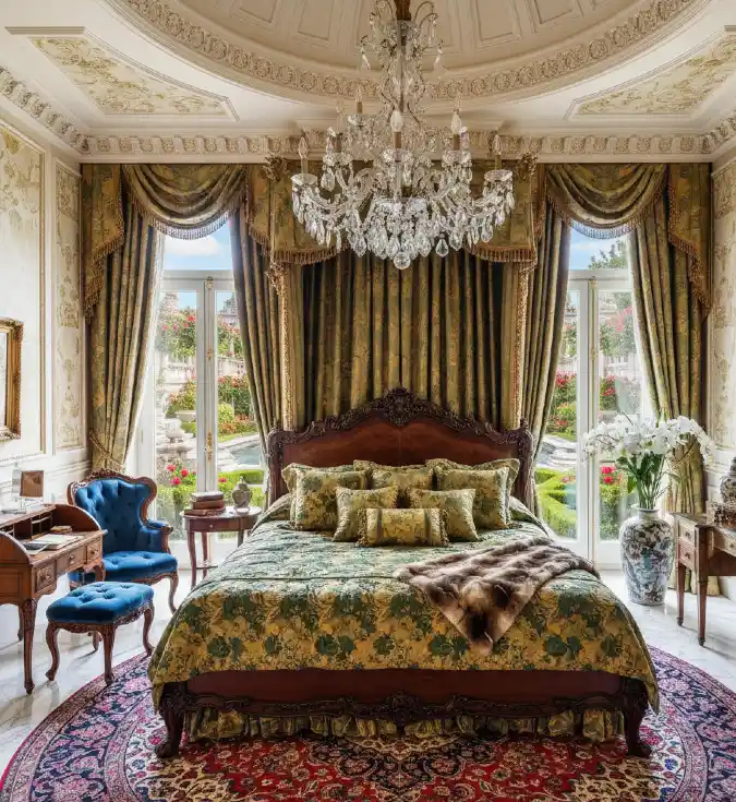 Royal Gilded Garden Sanctuary — Mansion Bedroom Interiors Too Beautiful to Be Real