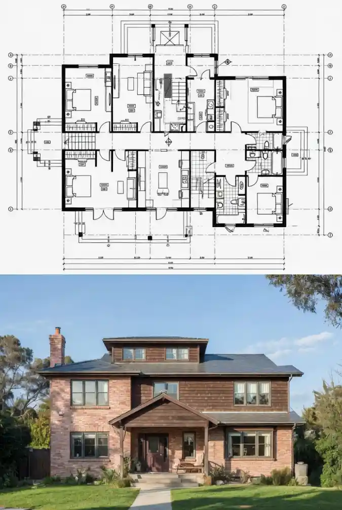 Rustic Brick and Cedar Haven - 4 Bedroom Craftsman Beauty