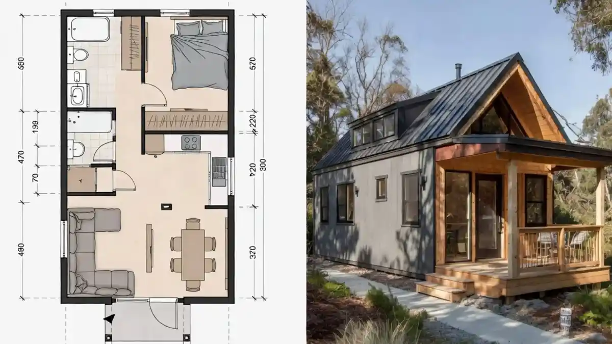 Rustic Graphite & Cedar Cabin - Tiny Living with Grand Ambitions