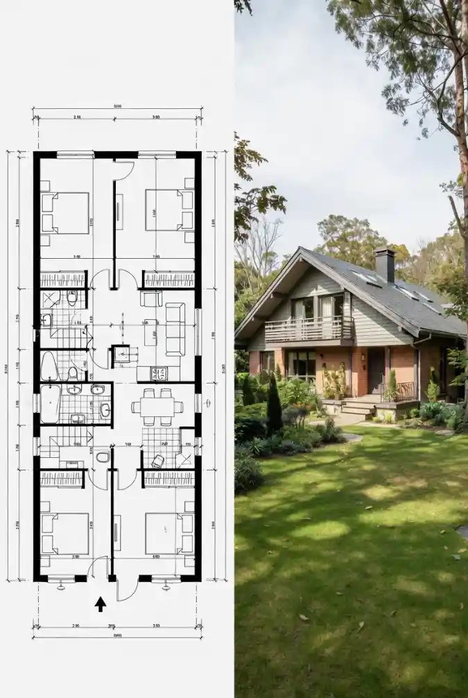 Rustic Modern Retreat - 4 Bedroom House Plan with Seamless Indoor-Outdoor Flow