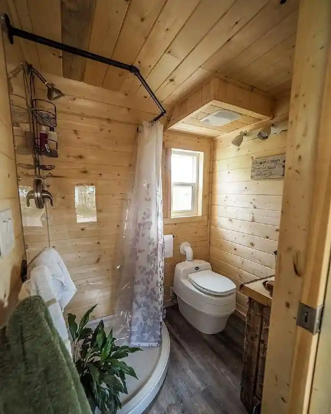 Rustic Pine & Industrial Edge - Tiny Bathroom with Big Character