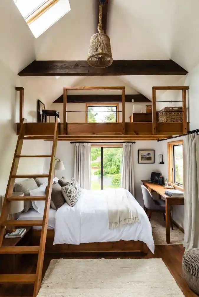 Rustic Timber Haven - Loft Living with an Airy Touch