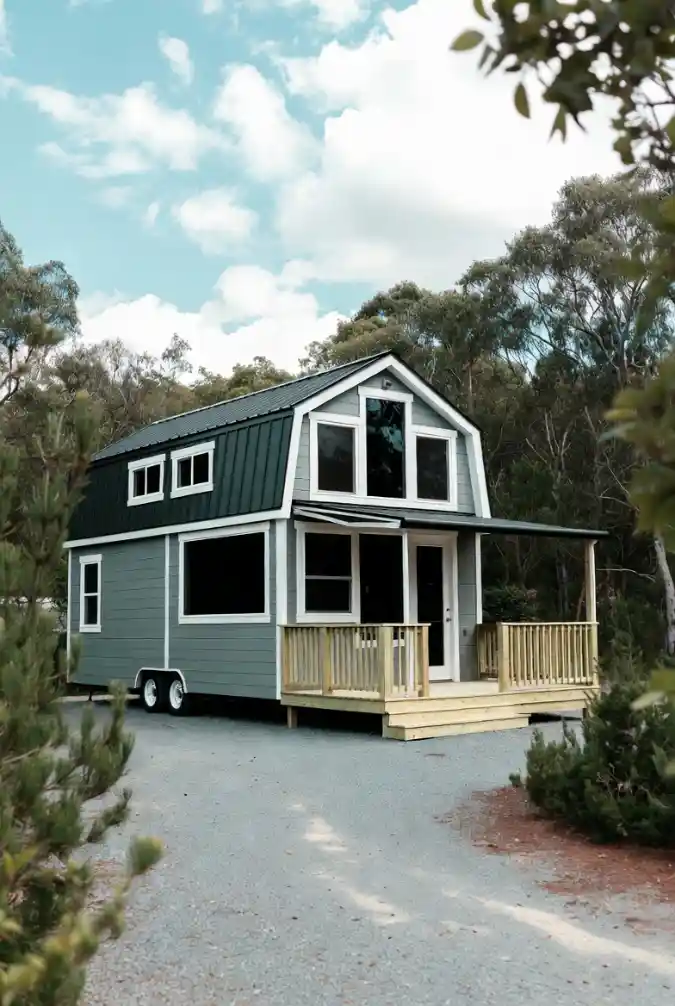 Sage and Charcoal Gambrel Getaway - A Masterclass in High-Volume Tiny Living