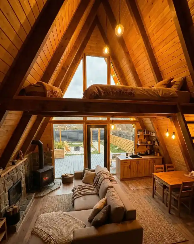 Sharp Geometry and Warm Glows - A-Frame Living with a Modern Edge