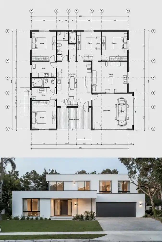 Sleek Monochromatic Sanctuary - Modern 4-Bedroom Architectural Gem