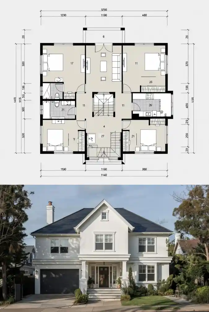 Snowy Peaks and Symmetry - A Classic 4-Bedroom Coastal Traditional