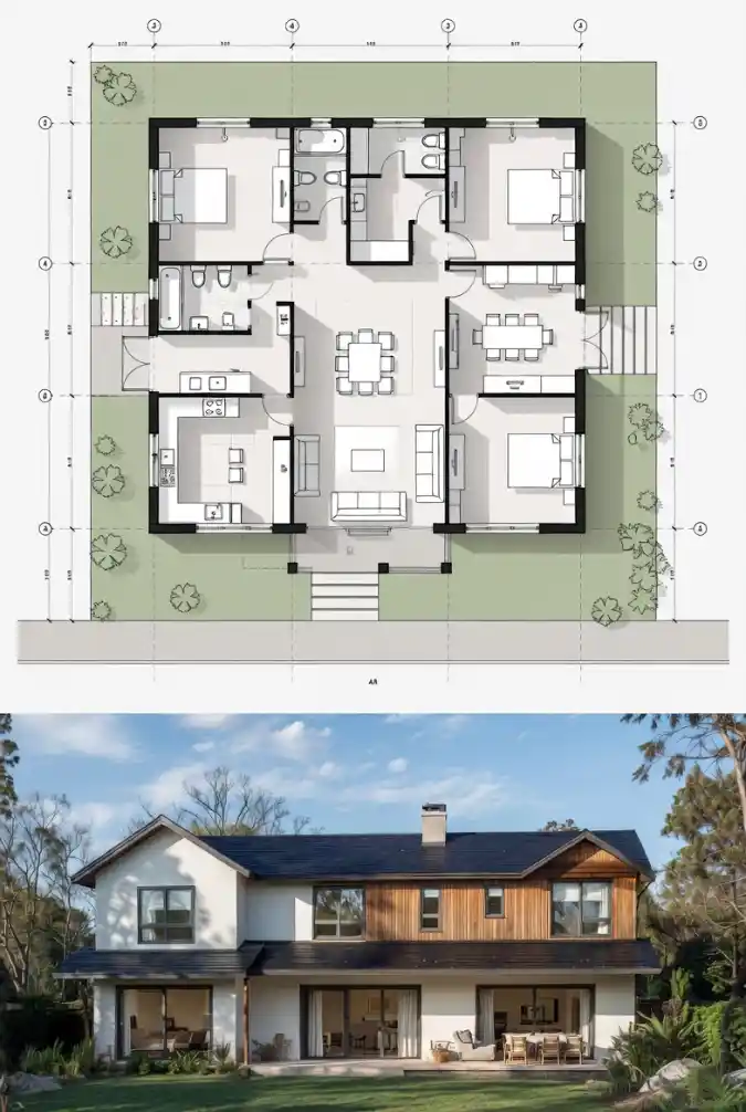 Sun-Drenched Scandinavian Sanctuary - 4 Bedroom Layout with Seamless Flow