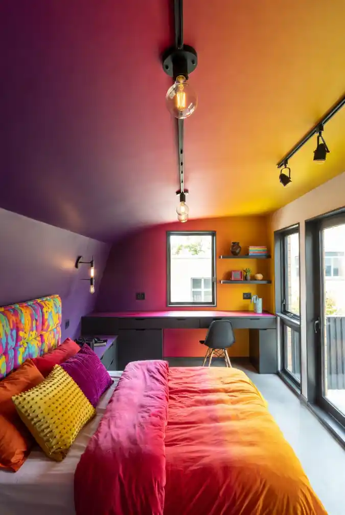 Sunset-Drenched Studio - A Bold Gradient Masterclass in Small Space Luxury