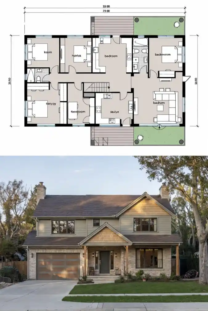 Traditional Stone and Cedar Haven - 4 Bedroom Plan with Timeless Curb Appeal