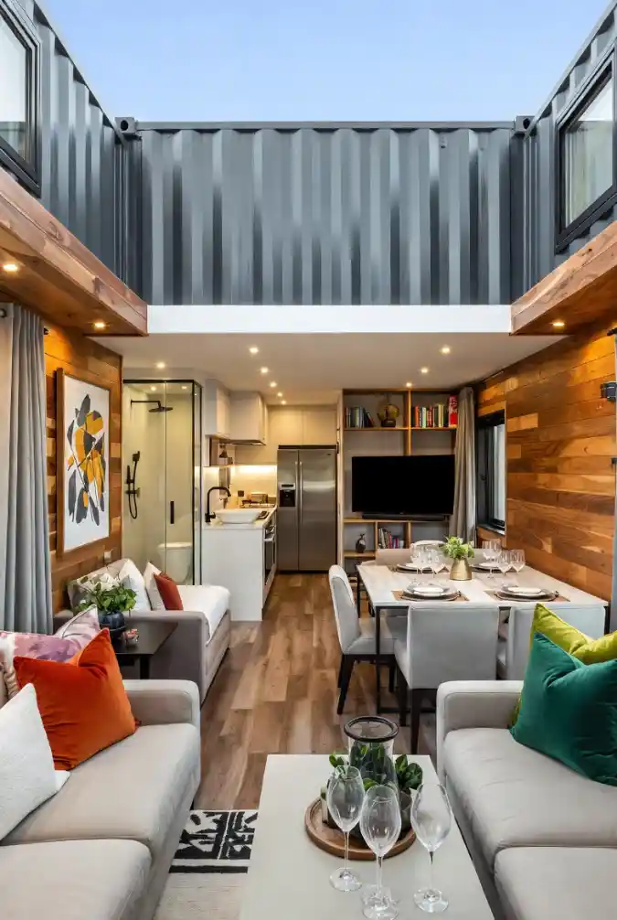 Vertical Industrial Loft - Shipping Container Living with a Modern Twist