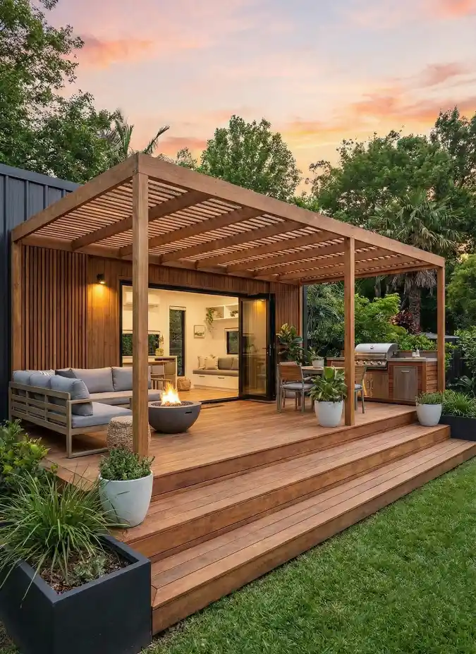 Warm Cedar Sanctuary - Tiny Living with a Grand Deck