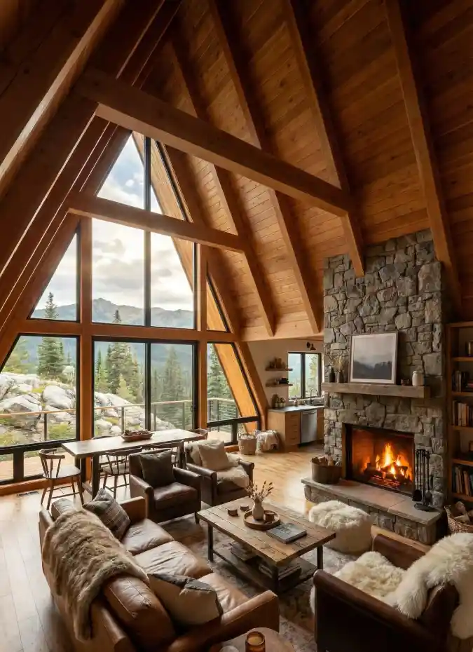 Wood-Slatted Sanctuary - A-Frame Design with a Modern Loft Extension