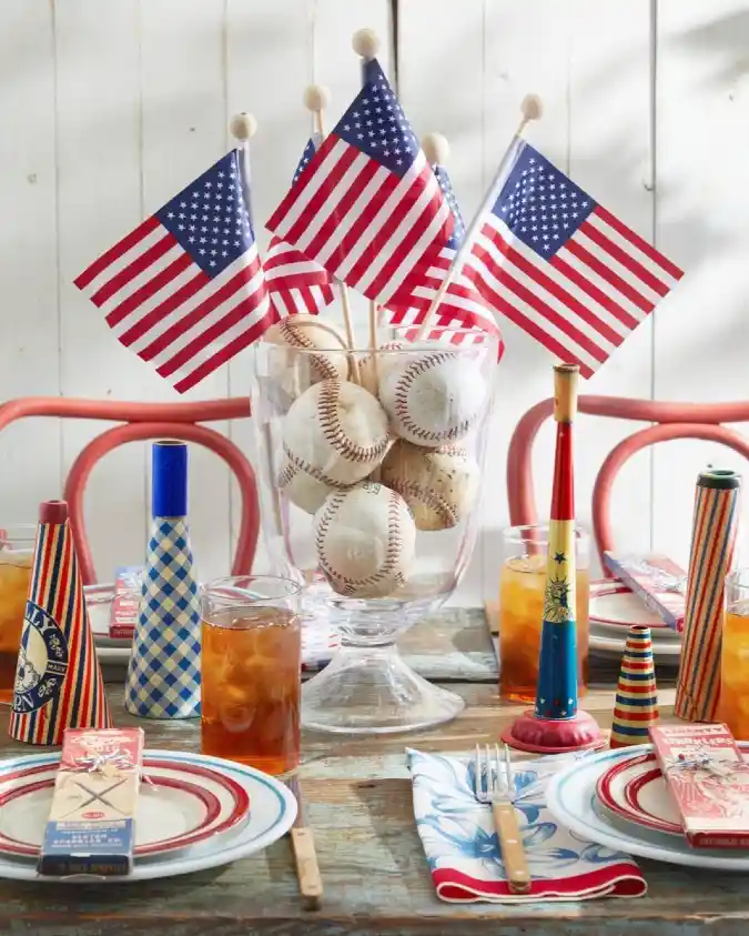 Americana All-Star Centerpiece - A Home Run for Patriotic Tablescapes