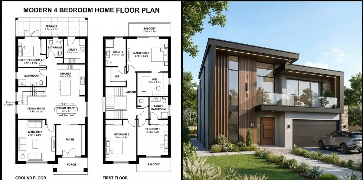 Architectural Fusion Slate & Cedar Contemporary - Modern 4 Bedroom Exterior with Maximum Curb Appeal