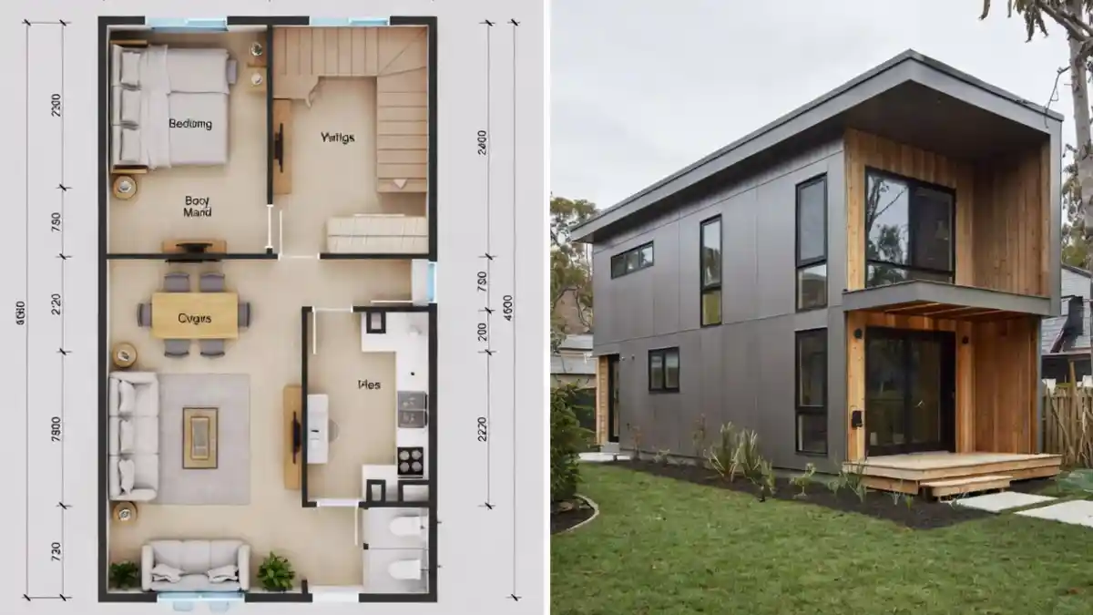 Architectural Zen - Charcoal Steel Meets Warm Cedar