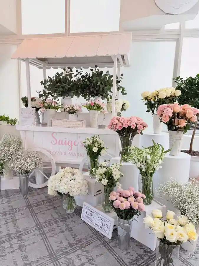 Blush and Alabaster Garden Cart - Flower Bar with a Whimsical Touch
