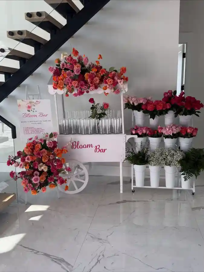 Blush and Berry Flower Cart - A Whimsical Make Your Own Reception Perk