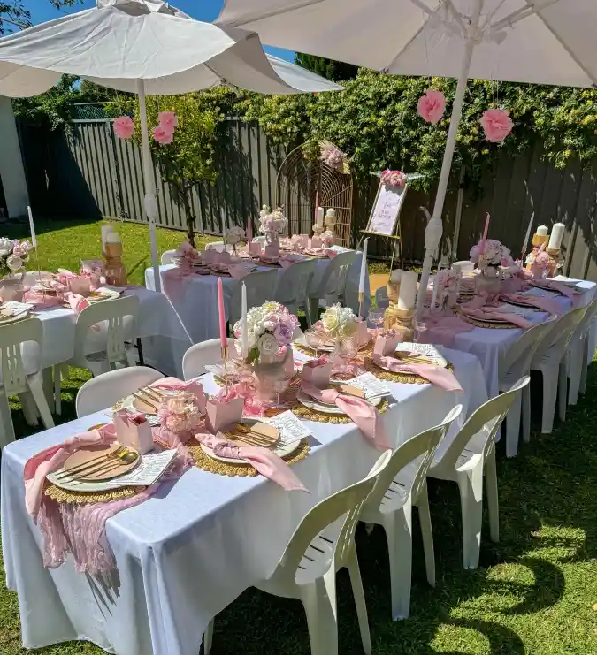 Blushing Garden Gala - Baby in Bloom Outdoor Tablescape