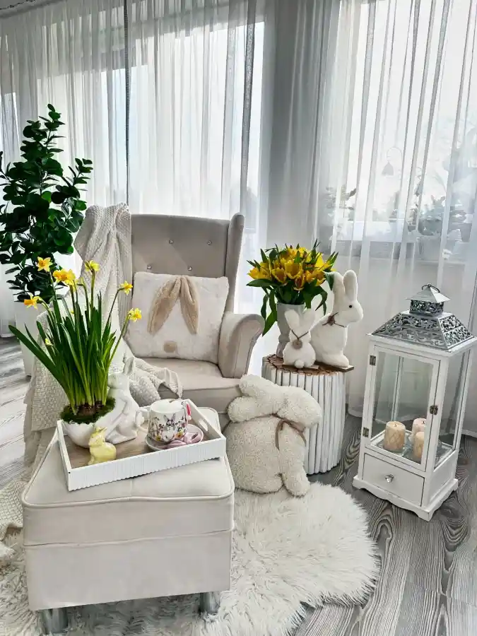 Bunny-Centric Boutique Nook - Springtime Serenity and Soft Textures