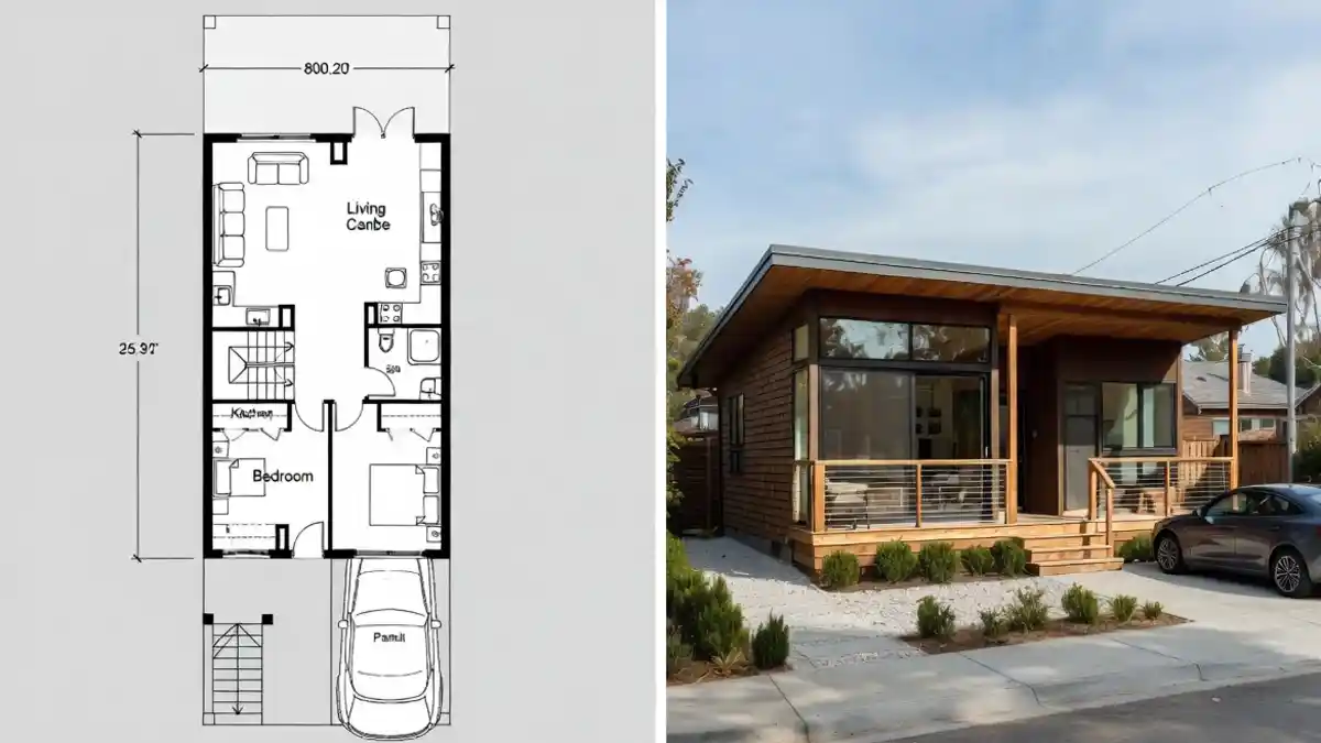 Cedar-Clad Compact Living - 800 Square Feet of Modern Minimalism