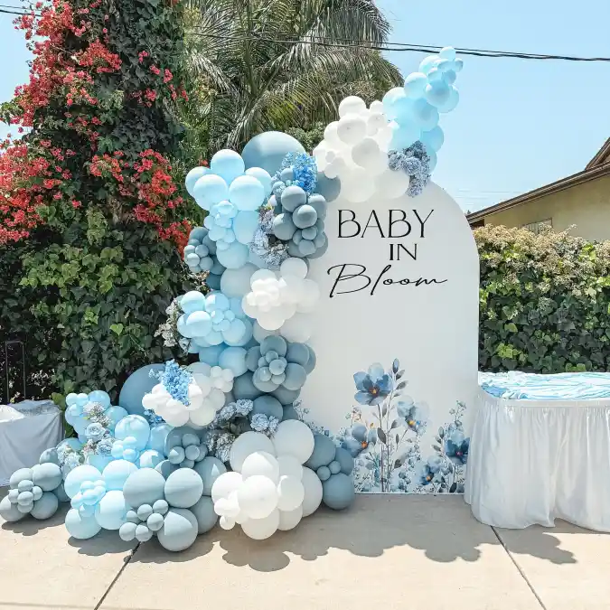 Cerulean Cloudscape & Floral Arch - A Breath of Fresh Air for Baby Boys
