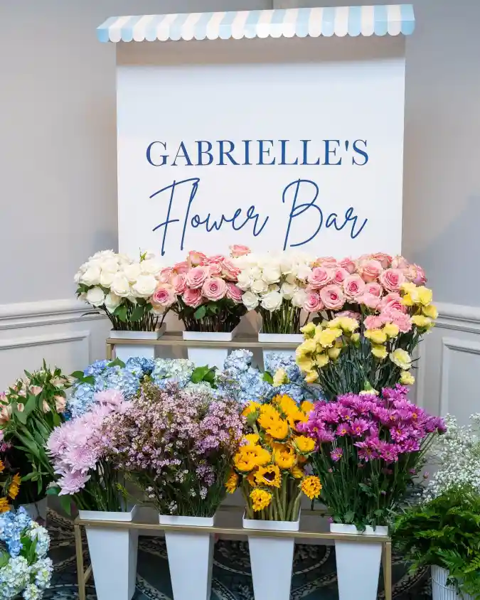 Coastal Blue Bouquet Station - Flower Bar with a Parisian Boutique Flair