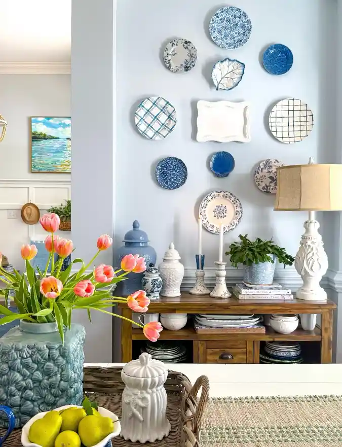 Coastal Cornflower Serenade - Spring Buffet Decor with a High-Contrast Twist