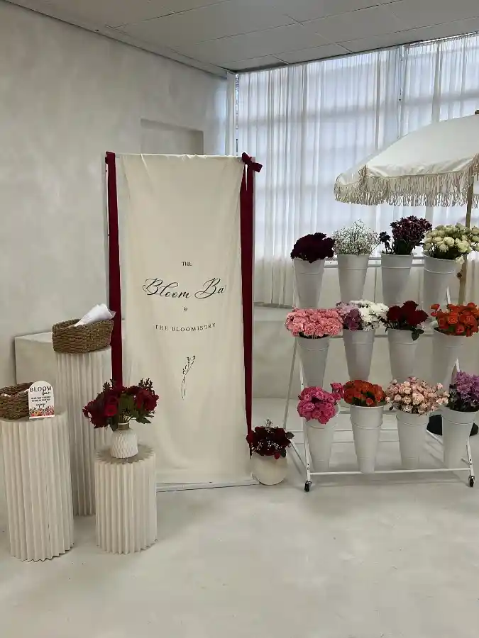 Crimson & Cream Minimalist Boutique - Bloom Bar Ideas with a Sophisticated Edge