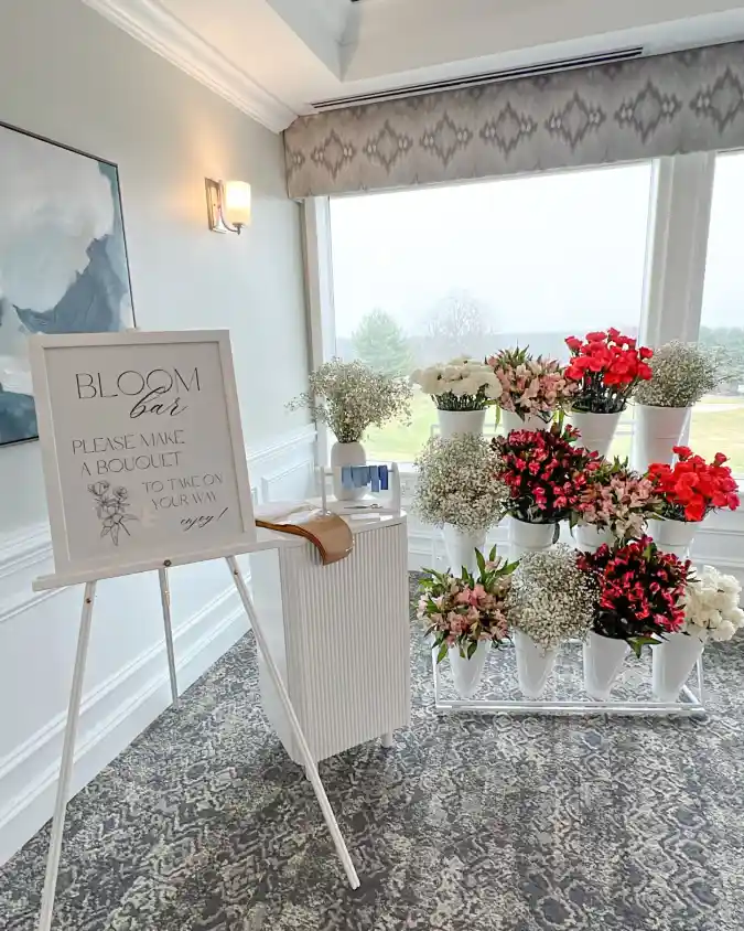 Crimson & Cream Petal Station - A High-Contrast Bloom Bar for Elegant Soirees