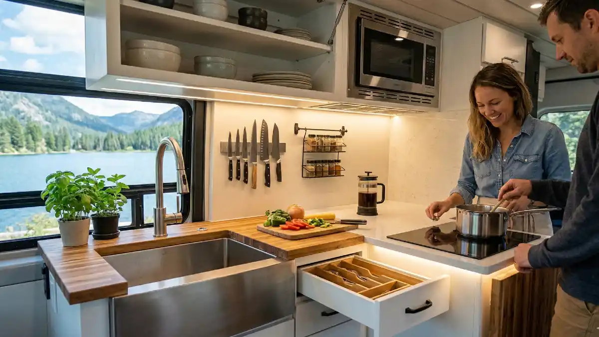 Culinary Sanctuary with a View An RV Kitchen Revamped for Adventure