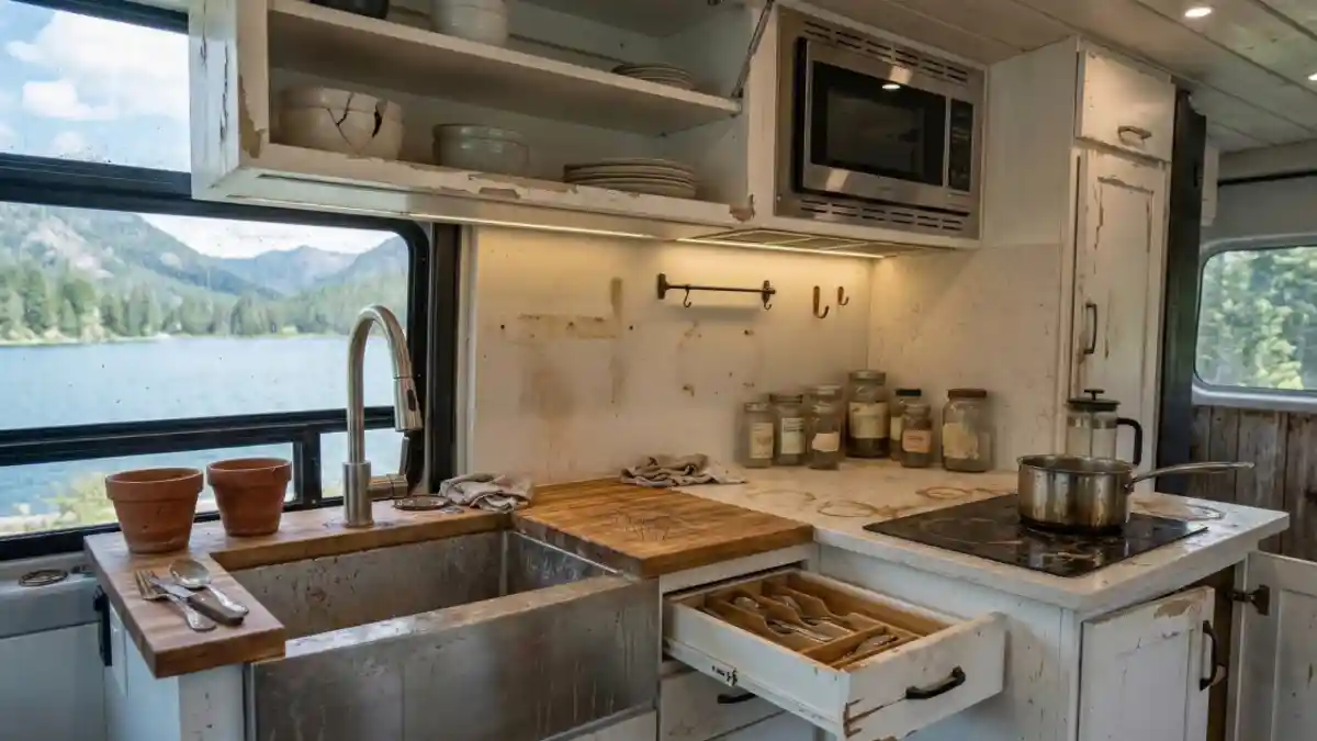 Culinary Sanctuary with a View An RV Kitchen Revamped for Adventure