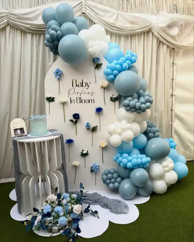 Dusty Blue Meadow Arch - A Fresh Take on the Baby in Bloom Shower