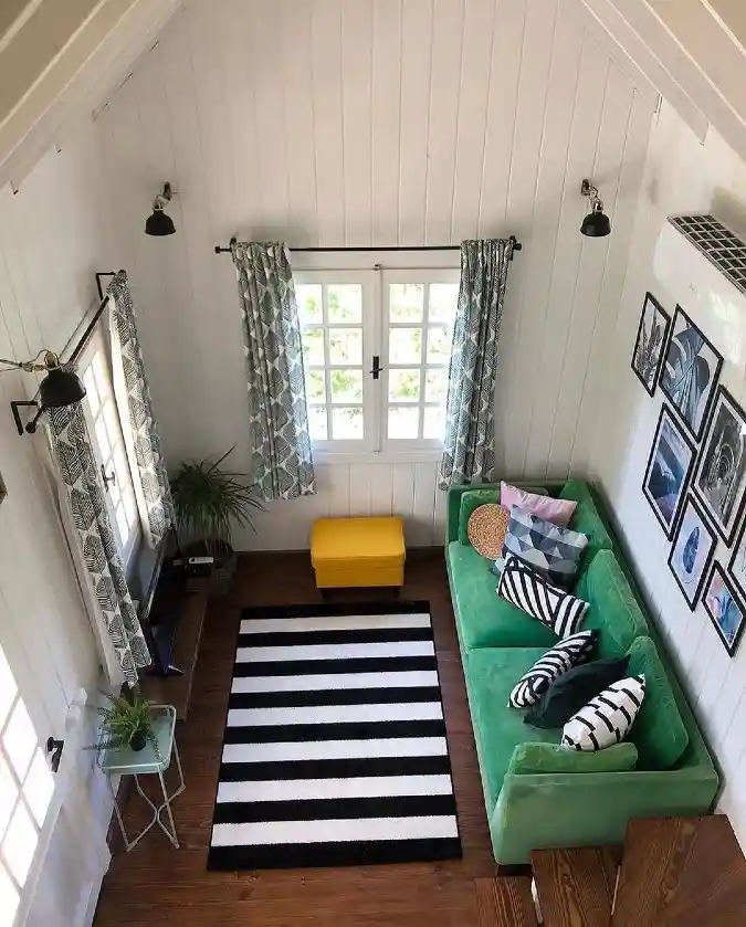 Emerald & Ivory A-Frame Nook — Maximizing Verticality in Tiny Living