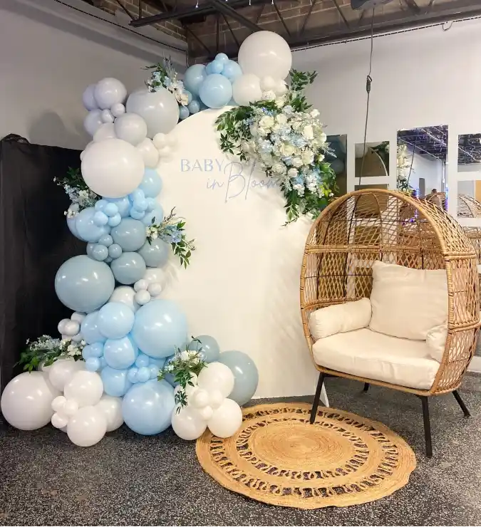 Ethereal Azure Garden - Baby in Bloom Shower Backdrop