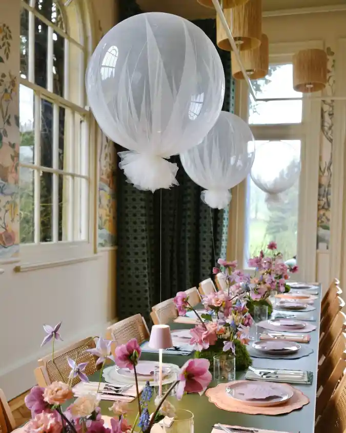 Ethereal Tulle Clouds and Wildflower Whimsy - Baby in Bloom Table Decor