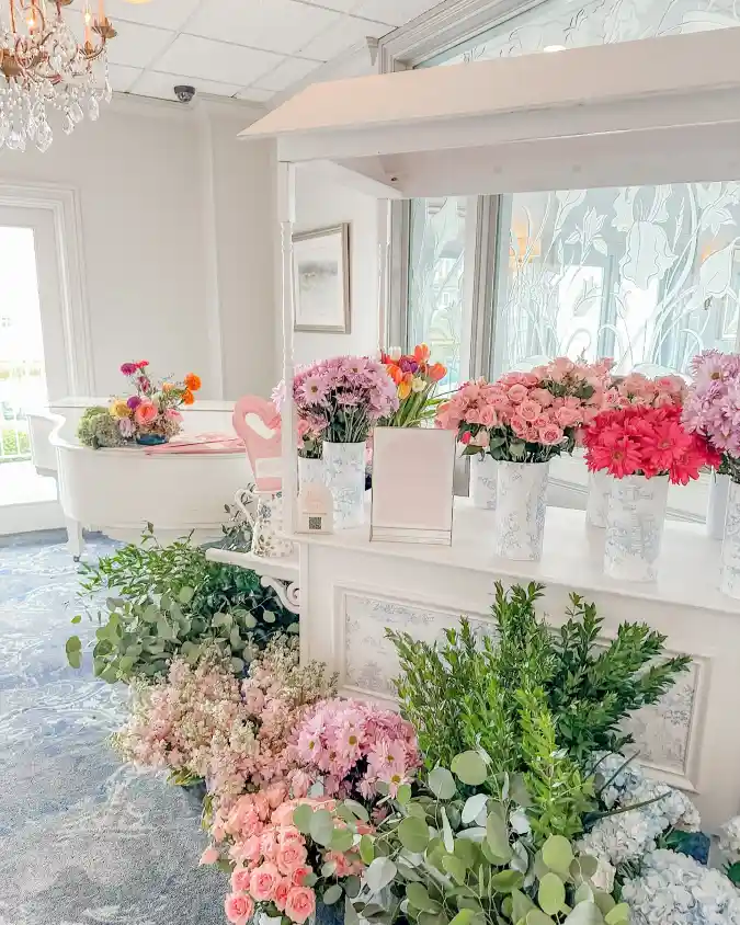 Floral Chinoiserie Cart - Flower Bar Setup with Timeless Elegance