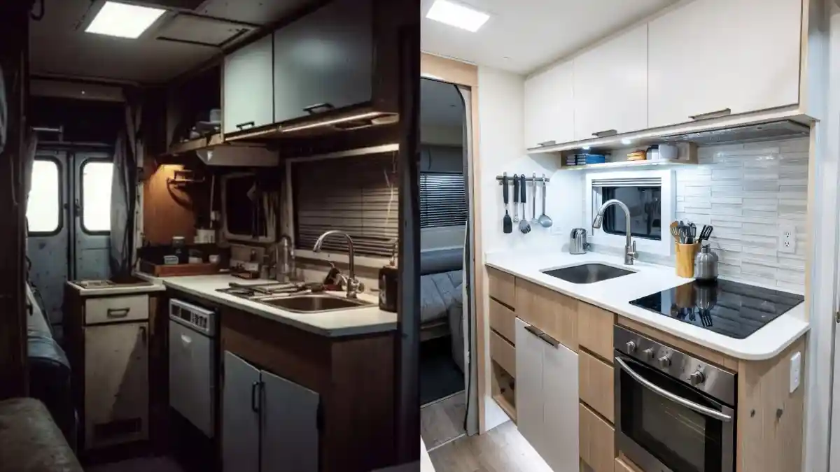 From Gritty Galley to Gourmet Galley — Modern Minimalist RV Kitchen Transformation