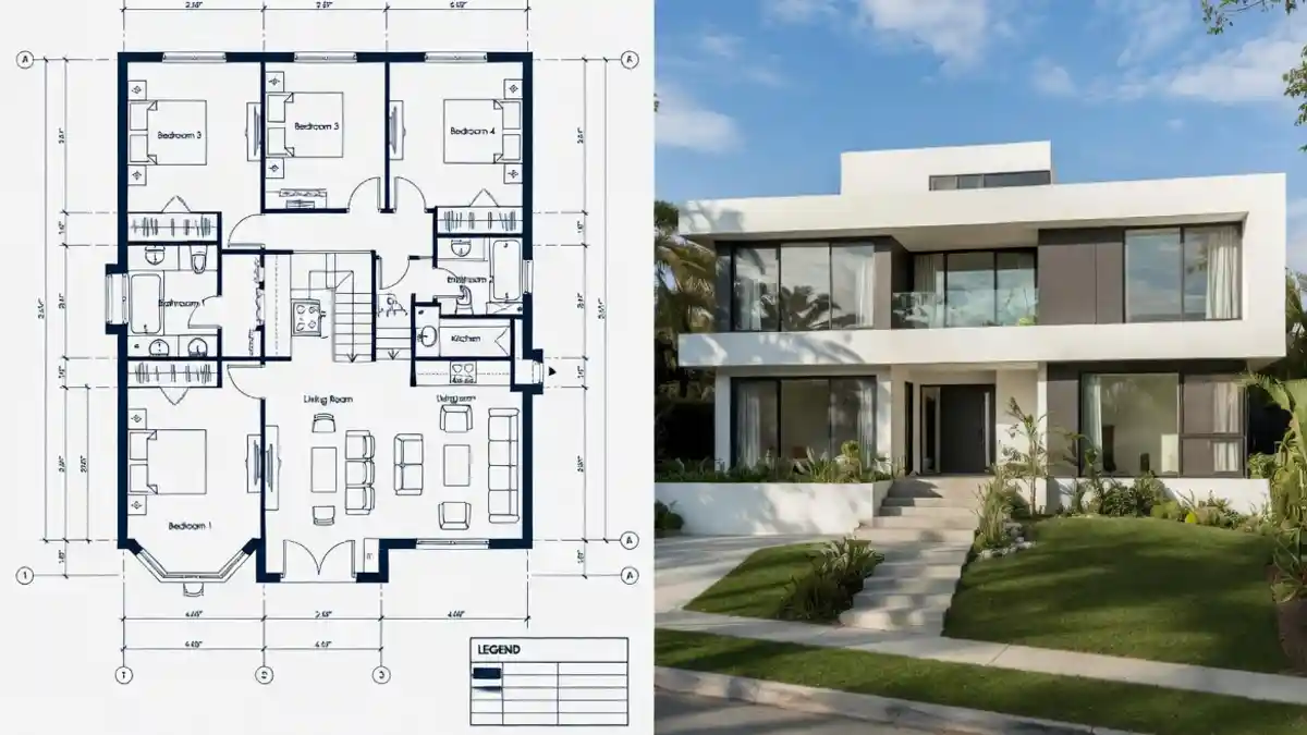 Geometric Minimalism in Stark White and Charcoal - A Modern 4-Bedroom Masterpiece