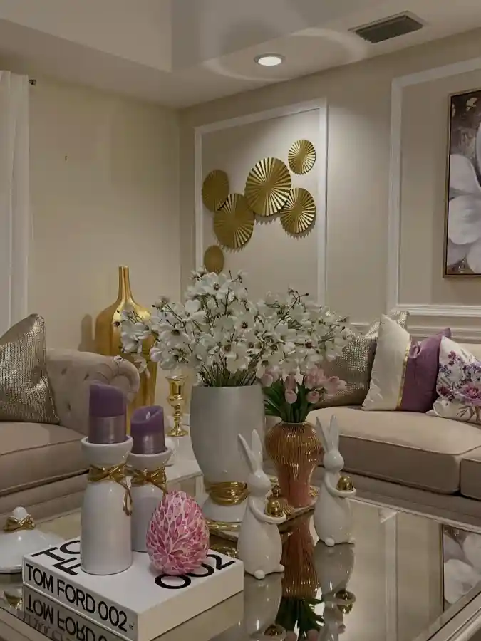 Gilded Petals and Pastel Whimsy - A Living Room Refresh with a Spring Perspective