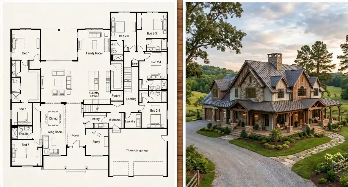 Grand Stone & Timber Estate - A Masterclass in Multi-Generational Farmhouse Living