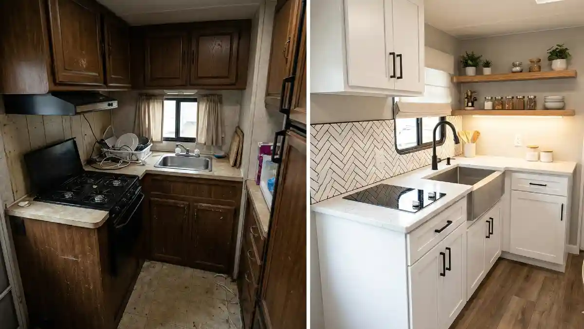 Herringbone Hype and Floating Function - The Backsplash & Shelving Swap