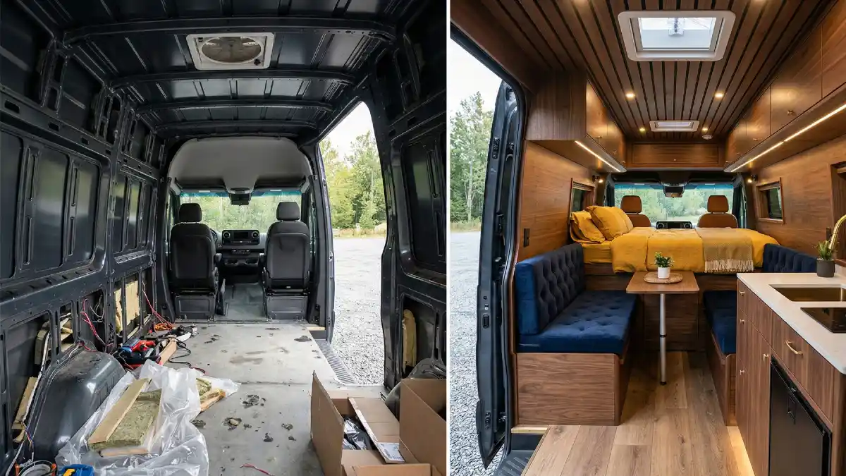 Midnight Velvet and Golden Oak Kitchen – A Luxe Approach to Tiny Living