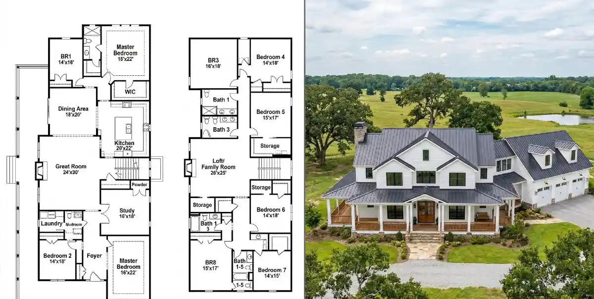 Modern Charcoal & Alabaster Manor - A Multi-Generational Sanctuary