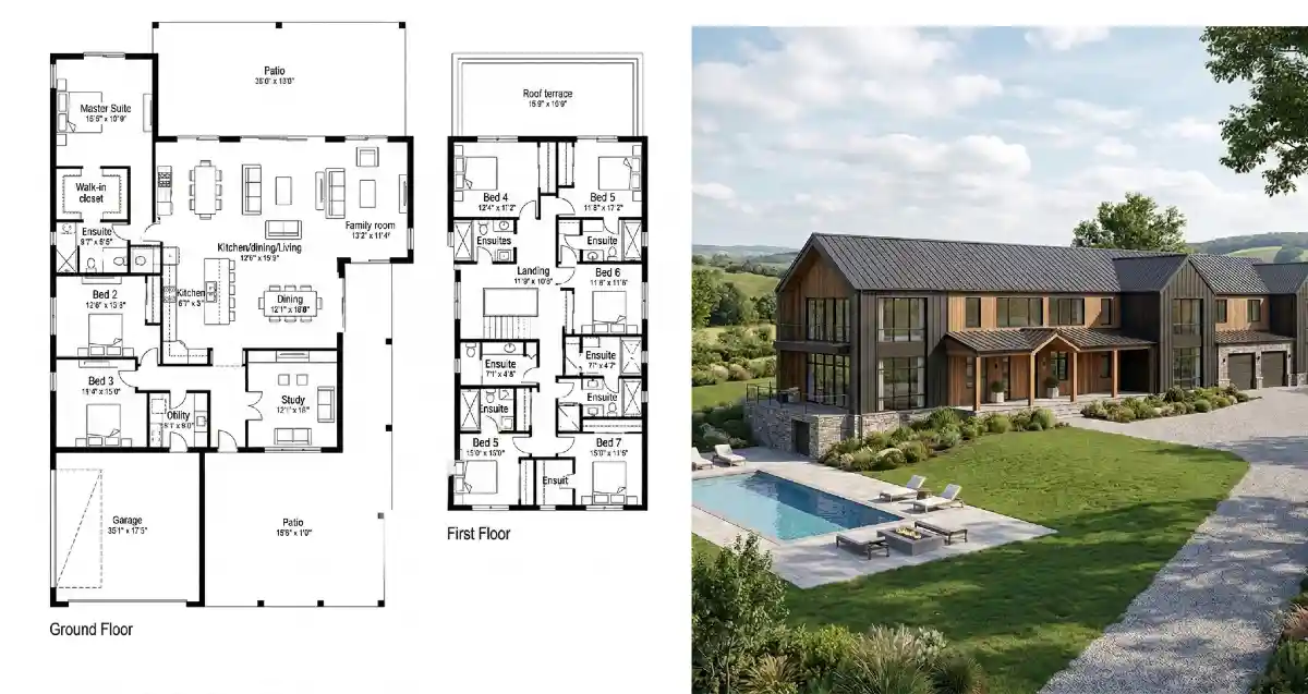 Modern Charcoal & Cedar Estate - A Seven-Bedroom Haven for Grand-Scale Living