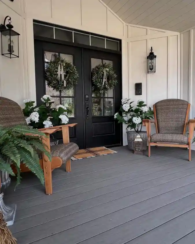 Monochrome Modern Farmhouse Porch - Refreshing Your Entryway with Contrast and Greenery