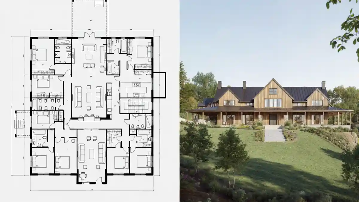 Natural Cedar & Charcoal Metal Estate - 7-Bedroom Farmhouse Concept
