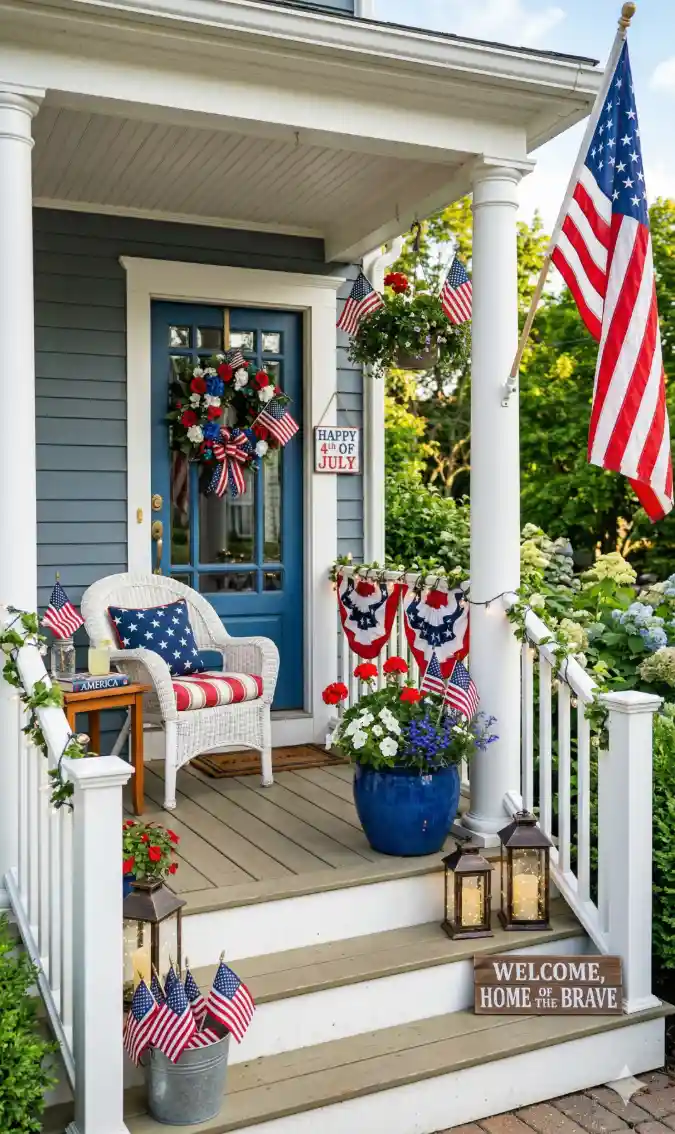 Nautical Navy & Patriotic Pride Porch - Celebrating the 4th with Classic Americana