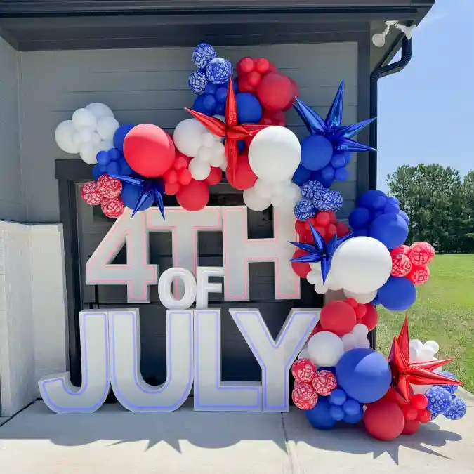 Neon Glow Patriotic Marquee - 4th of July Celebration with a Modern Pulse