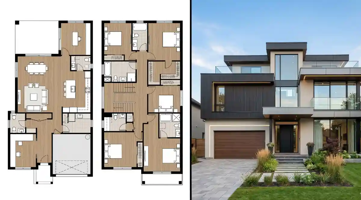 Obsidian and Oak Masterpiece — Modern 4-Bedroom Exterior with a Geometric Edge